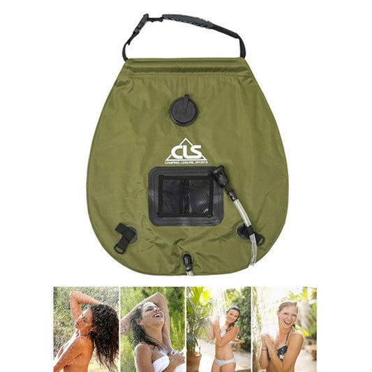 Outdoor Bathing Bag Self-driving Camping Solar Hot Water Bottle 20L Water Storage Bag(Army Green) by bashfashion