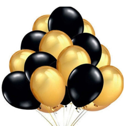 45 PCS 12 Inch Pearl Latex Balloons Birthday Wedding Party Decor with Colored Ribbon(Black + gold) by bashfashion