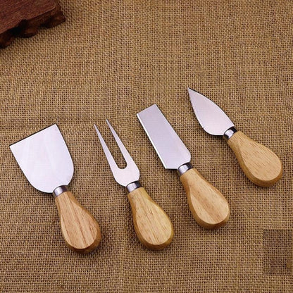 4pcs / Set Stainless Steel Cheese Knife Bamboo Handle Cheese Slicer Wood Handle Cheese Knives Set Cutter by bashfashion