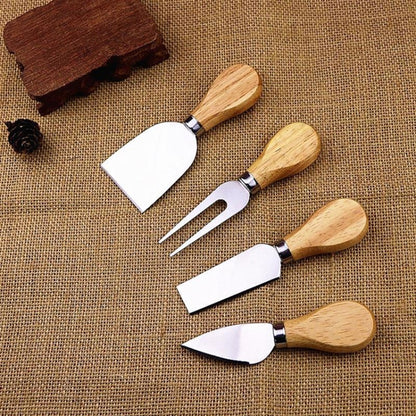 4pcs / Set Stainless Steel Cheese Knife Bamboo Handle Cheese Slicer Wood Handle Cheese Knives Set Cutter by bashfashion