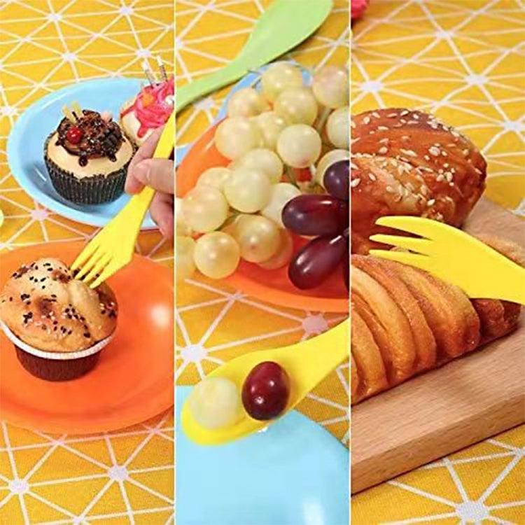 2 Set 3 In 1 Outdoor Camp Tableware Heat Resistant Spoon Fork Knife Camping Hiking Utensils (6pcs=1set) by bashfashion