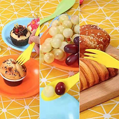 2 Set 3 In 1 Outdoor Camp Tableware Heat Resistant Spoon Fork Knife Camping Hiking Utensils (6pcs=1set) by bashfashion