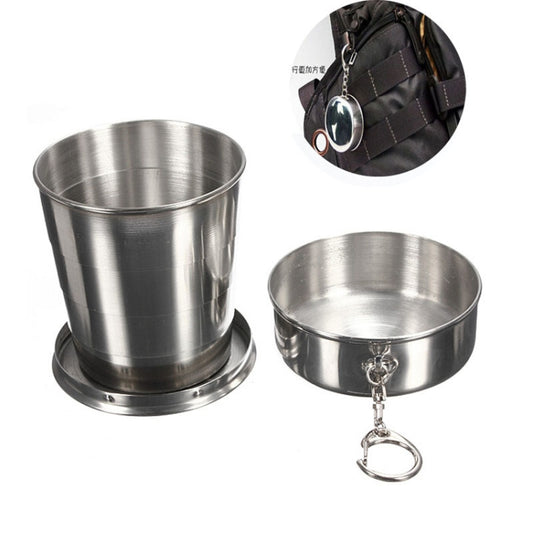 Stainless Steel Camping Folding Cup Traveling Outdoor Camping Hiking Mug Portable Collapsible Cup S 60ML by bashfashion