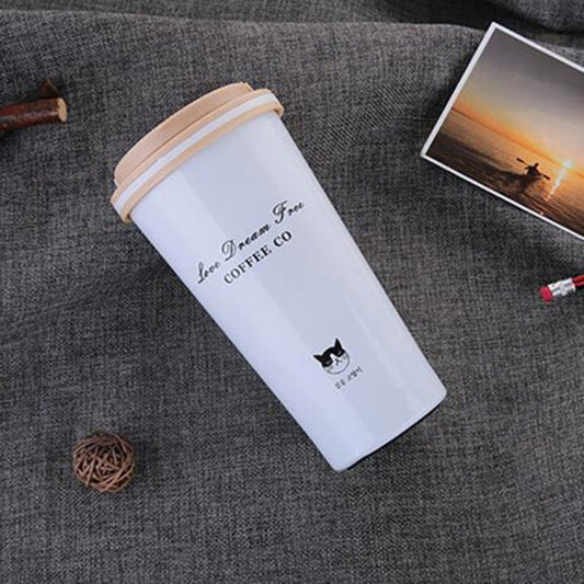 500ML Portable Stainless Steel Creative Gift Coffee Cup Office Vacuum Thermos Mug(White) by bashfashion