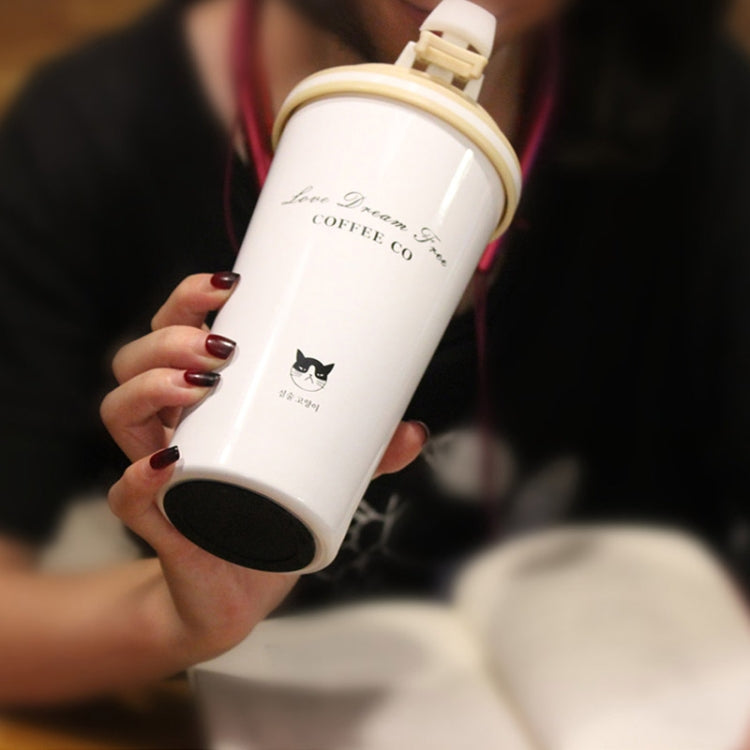 500ML Portable Stainless Steel Creative Gift Coffee Cup Office Vacuum Thermos Mug(White) by bashfashion