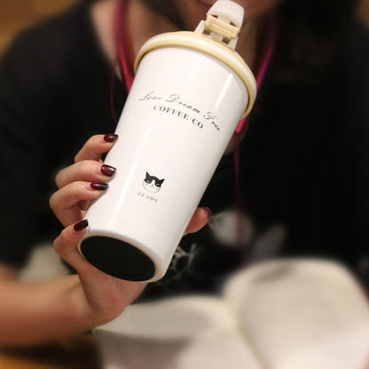 500ML Portable Stainless Steel Creative Gift Coffee Cup Office Vacuum Thermos Mug(White) by bashfashion