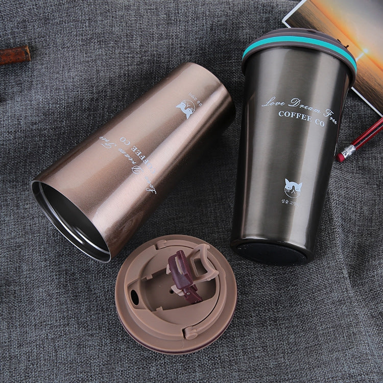 500ML Portable Stainless Steel Creative Gift Coffee Cup Office Vacuum Thermos Mug(Coffee) by bashfashion