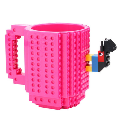Building Blocks Design Creative Milk Mug Coffee Cup Build-on Brick Drinking Water Holder, Value:301-400ml(Rose red) by bashfashion