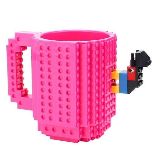 Building Blocks Design Creative Milk Mug Coffee Cup Build-on Brick Drinking Water Holder, Value:301-400ml(Rose red) by bashfashion