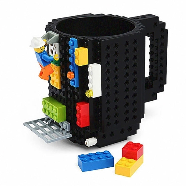 Building Blocks Design Creative Milk Mug Coffee Cup Build-on Brick Drinking Water Holder, Value:301-400ml(Black) by bashfashion