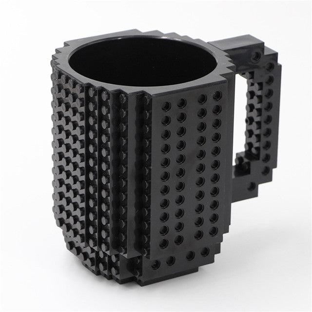 Building Blocks Design Creative Milk Mug Coffee Cup Build-on Brick Drinking Water Holder, Value:301-400ml(Black) by bashfashion