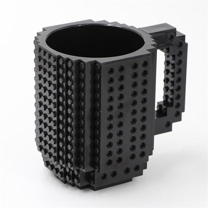 Building Blocks Design Creative Milk Mug Coffee Cup Build-on Brick Drinking Water Holder, Value:301-400ml(Black) by bashfashion