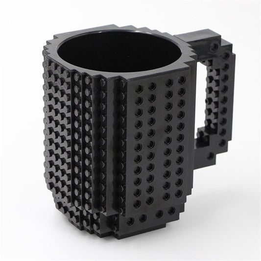Building Blocks Design Creative Milk Mug Coffee Cup Build-on Brick Drinking Water Holder, Value:301-400ml(Black) by bashfashion