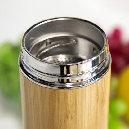 Creative Bamboo Thermos Bottle Stainless Steel Vacuum Flask, Capacity:450ml, Style: Stainless Steel by bashfashion