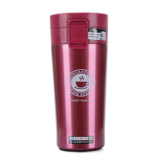 Double Wall Stainless Steel Vacuum Flasks 380ml Car Thermo Cup Coffee Tea Travel Mug Thermol Bottle, Capacity:380ml(Red) by bashfashion