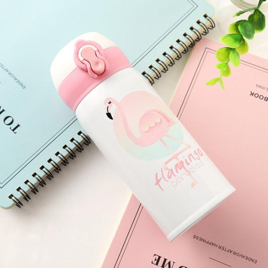 Bouncing Vacuum Flask Mug Travel Stainless Steel Thermos Cup, Capacity:350ml(Flamingo) by bashfashion