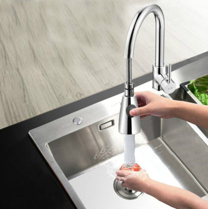 Kitchen Pull-out Faucet Hot And Cold Home 304 Stainless Steel Retractable Rotating Faucet, Style:Electroplated Copper by bashfashion