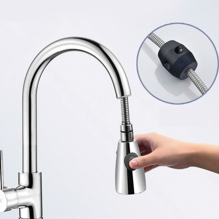 Kitchen Pull-out Faucet Hot And Cold Home 304 Stainless Steel Retractable Rotating Faucet, Style:Plating 304 by bashfashion