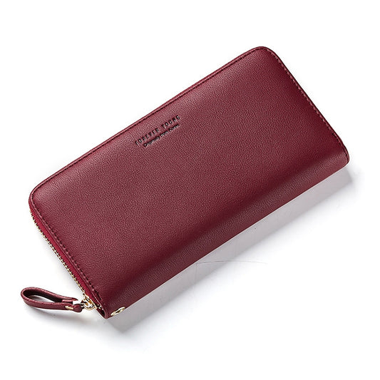 Women Long Clutch Wallet Large Capacity Wallets Female Purse Phone Pocket Card Holder(Wine Red) by bashfashion