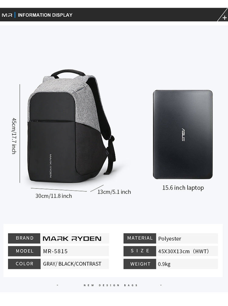 Mark Ryden Multifunction USB charging Men 15inch Laptop Backpack by bashfashion