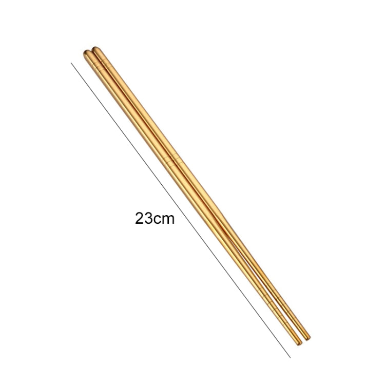 1 Pair Stainless Steel Tableware Colorful Reusable Metal Chopsticks Dishware, Length：23cm(Gold) by bashfashion