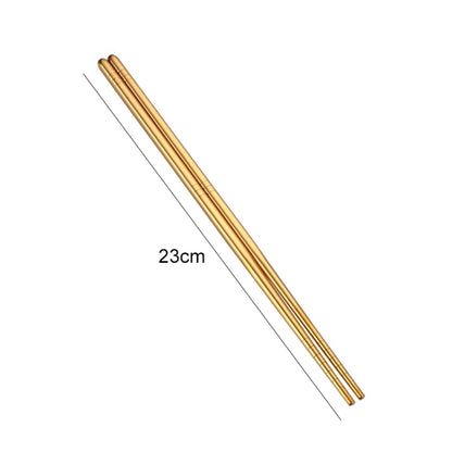 1 Pair Stainless Steel Tableware Colorful Reusable Metal Chopsticks Dishware, Length：23cm(Gold) by bashfashion