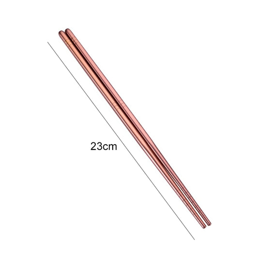 1 Pair Stainless Steel Tableware Colorful Reusable Metal Chopsticks Dishware, Length:23cm(Rose Gold) by bashfashion