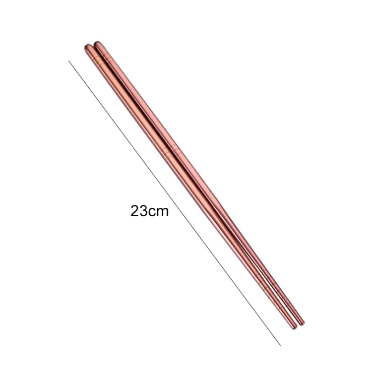 1 Pair Stainless Steel Tableware Colorful Reusable Metal Chopsticks Dishware, Length：23cm(Rose Gold) by bashfashion