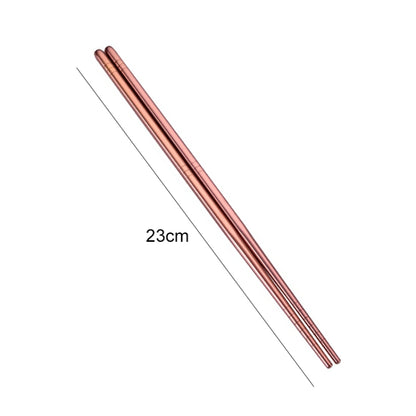 1 Pair Stainless Steel Tableware Colorful Reusable Metal Chopsticks Dishware, Length：23cm(Rose Gold) by bashfashion