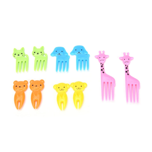 5 Sets 10 in 1 Creative Cartoon Animal Plastic Children Fruit Fork Bento Decoration Toothpick(G220) by bashfashion