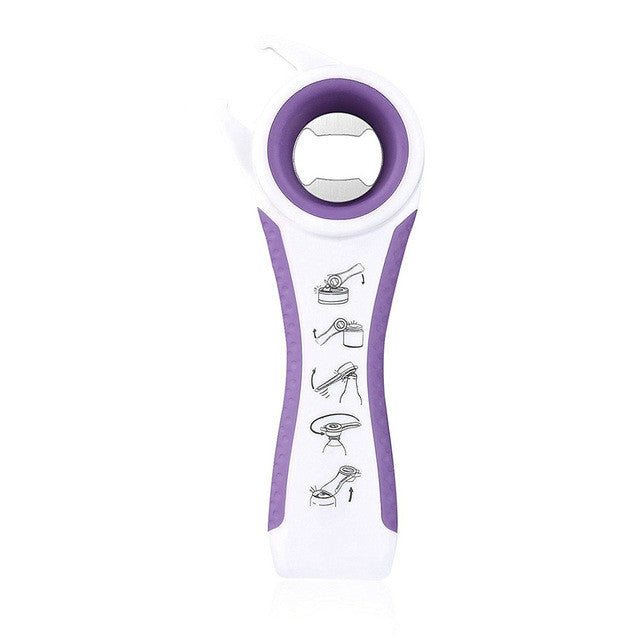 5 in 1 Multifunctional Plastic Bottle Opener Beer Opener Kitchen Tool(White&Purple) by bashfashion