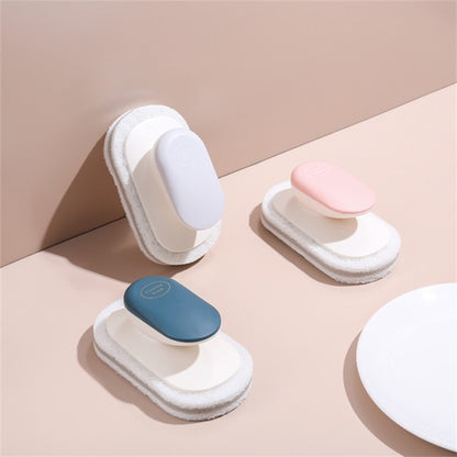 Sponge Brush Clean Countertop Multi-function Kitchen Bathroom Scouring Pad Wash Dishes Pot Brush with Handle(Pink) by bashfashion