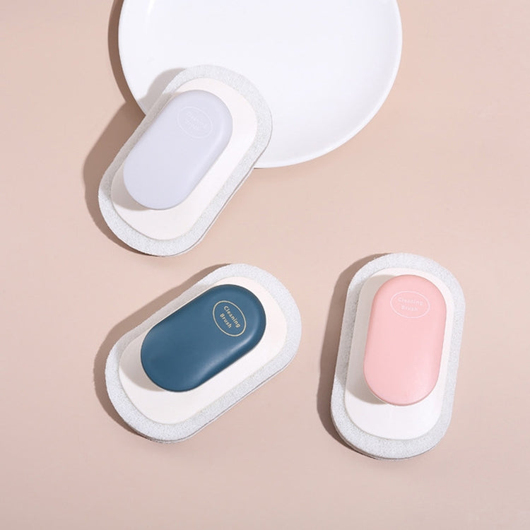 Sponge Brush Clean Countertop Multi-function Kitchen Bathroom Scouring Pad Wash Dishes Pot Brush with Handle(Pink) by bashfashion