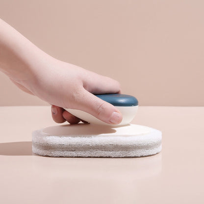Sponge Brush Clean Countertop Multi-function Kitchen Bathroom Scouring Pad Wash Dishes Pot Brush with Handle(Dark Blue) by bashfashion