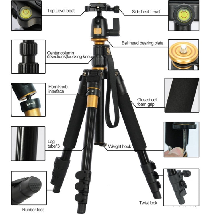 Q555 4-Section Folding Legs Aluminum Alloy Tripod Mount Monopod Holder with Ball Head by bashfashion