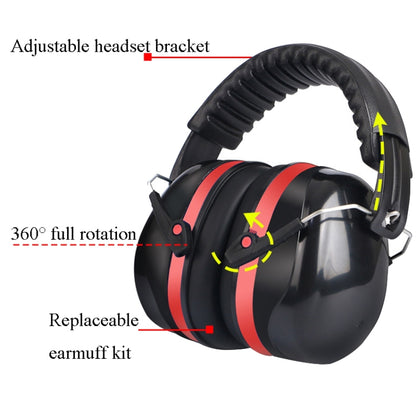 Soundproof Earmuffs Noise-Proof Sleep Earmuffs Industrial Protective Earmuffs Ear Caps(Red Black) by bashfashion
