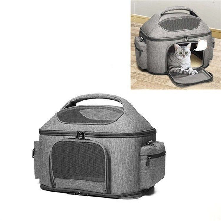 Portable Pet Bag for Outing Cats and Dogs Collapsible Pet Shoulder Bag Pet Backpack(Light Gray) by bashfashion