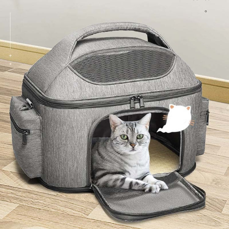 Portable Pet Bag for Outing Cats and Dogs Collapsible Pet Shoulder Bag Pet Backpack(Light Gray) by bashfashion
