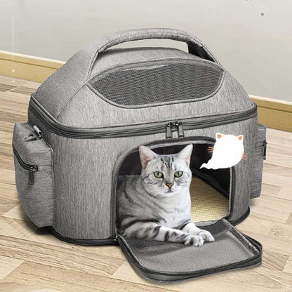 Portable Pet Bag for Outing Cats and Dogs Collapsible Pet Shoulder Bag Pet Backpack(Light Gray) by bashfashion