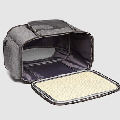 Portable Pet Bag for Outing Cats and Dogs Collapsible Pet Shoulder Bag Pet Backpack(Light Gray) by bashfashion