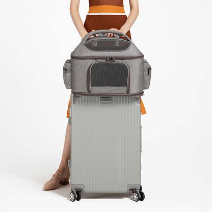 Portable Pet Bag for Outing Cats and Dogs Collapsible Pet Shoulder Bag Pet Backpack(Blue) by bashfashion