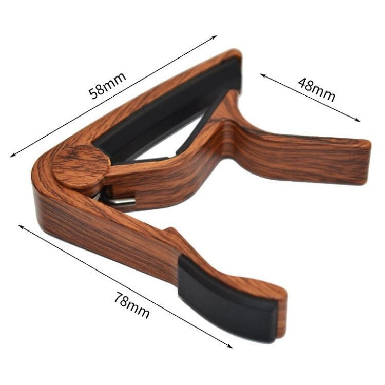 2 in 1 Solid Wood Folk Music Guitar Capo + Pick Set(Dark Wood) by bashfashion