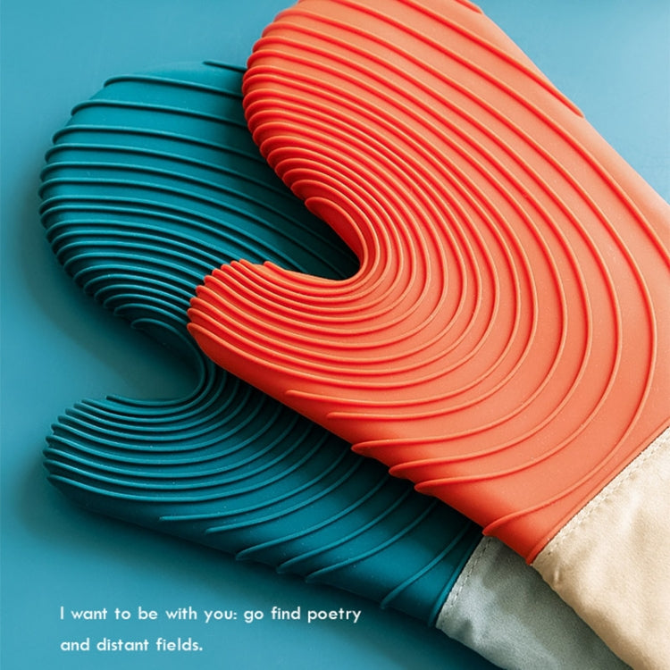 Thickened Silicone Gloves Household Microwave Oven Anti-Scald Insulation Glove(Light blue) by bashfashion