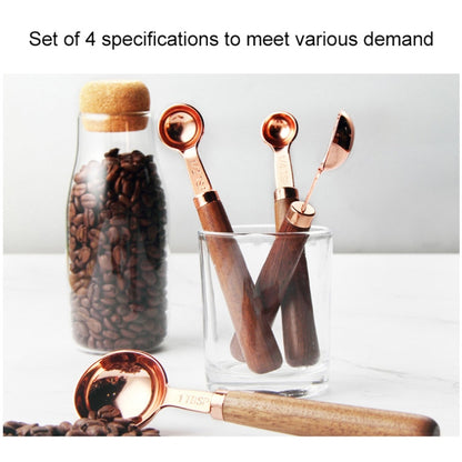 4 PCS / Set Measuring Spoon Walnut Handle Copper-Plated Kitchen Baking Tools Bartender Scale Measuring Set by bashfashion