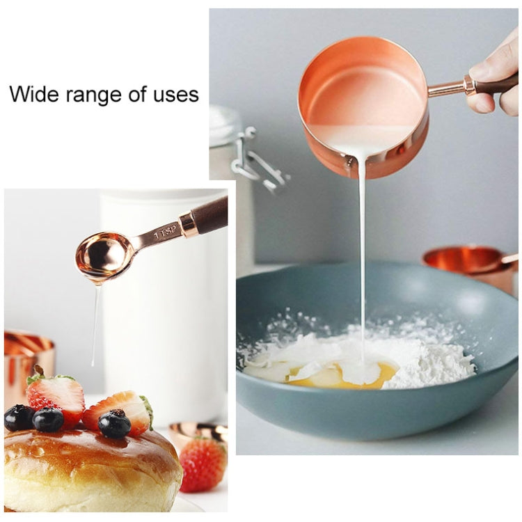 4 PCS / Set Measuring Spoon Walnut Handle Copper-Plated Kitchen Baking Tools Bartender Scale Measuring Set by bashfashion
