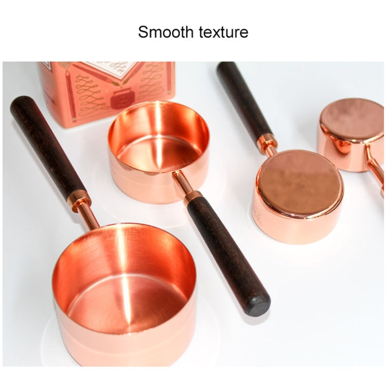 4 PCS / Set Measuring Cup Walnut Handle Copper-Plated Kitchen Baking Tools Bartender Scale Measuring Set by bashfashion