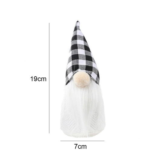 Christmas Decorations Festive Supplies Black White Lattice Forest Elderly Faceless Doll Ornaments(A) by bashfashion