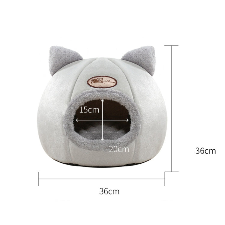 Winter Semi-Closed Warm & Velvet Round Pet Nest, Size:L 36x36x36cm by bashfashion