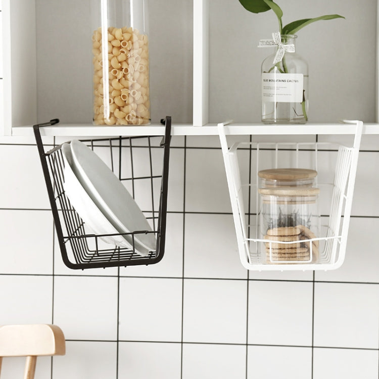 Closet Storage Rack Under The Partition Hanging Basket Storage Basket(White) by bashfashion