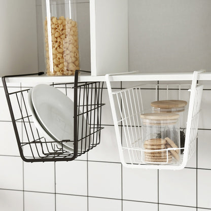 Closet Storage Rack Under The Partition Hanging Basket Storage Basket(White) by bashfashion